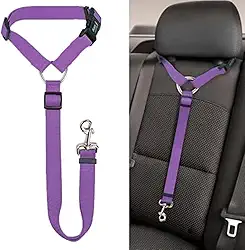 Cinto de segurança para cães para segurança de veículos – Coleira ajustável para cães de 38 a 53 cm, fivela de cinto de segurança - roxo