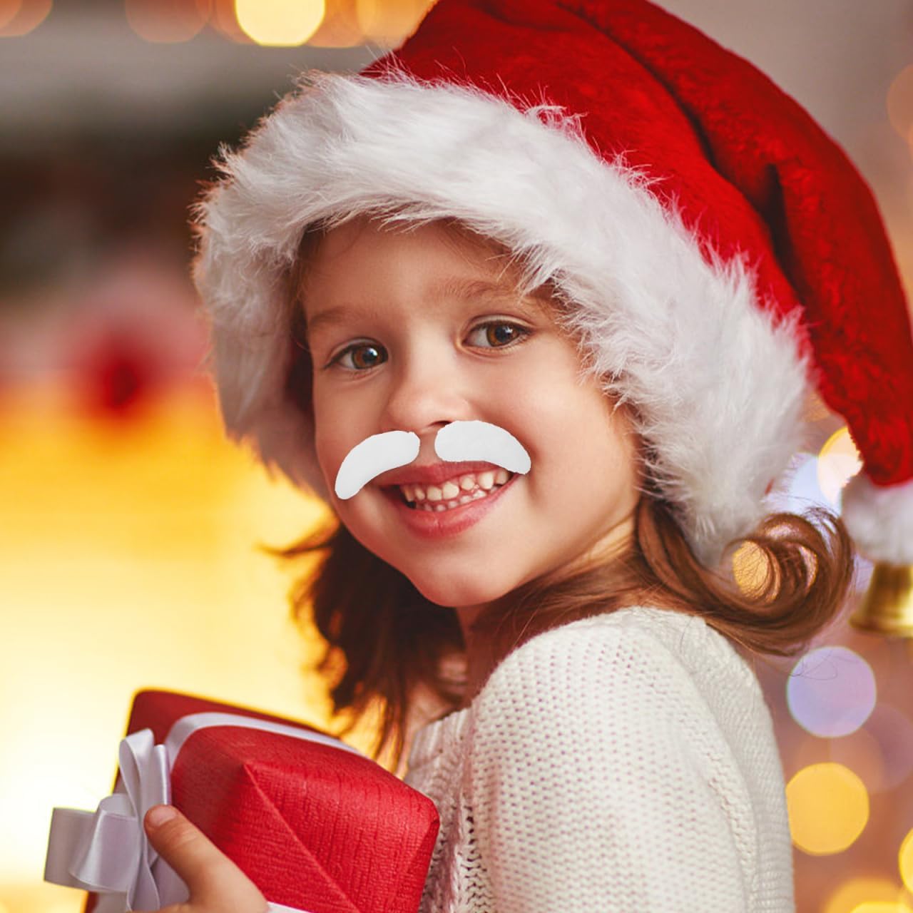 ABOOFAN 6 Pairs Santa Claus Eyebrows Self Adhesive White Eyebrow Christmas Santa Cosplay Props Christmas Party Supply