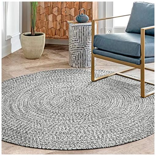 nuLOOM Wynn Braided Indoor/Outdoor Area Rug, 6' x 9' Oval, Light Grey