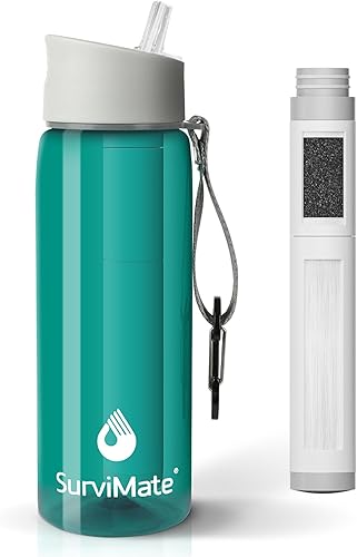 Miniatura 17 de SurviMate Botella de Agua Filtrada de Ultra-Filtración de 5 Etapas de 0.01μm, Material Libre de BPA, Certificada NSF/ANSI 42 y 372, Botella de