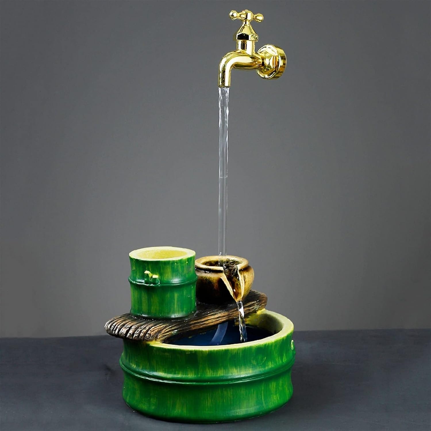 Tabletop Fountain Resin Tabletop Fountain Creative Magic Faucet Waterfall Fountain Desktop Crafts Housewarming and Opening Gift for Home Office Decor Desktop Fountain