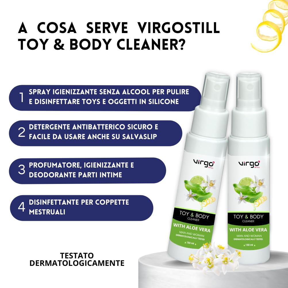 Spray Toy Cleaner Antibatterico - Disinfettante intimo donna e uomo - Detergente intimo antibatterico uomo e donna - 150ml
