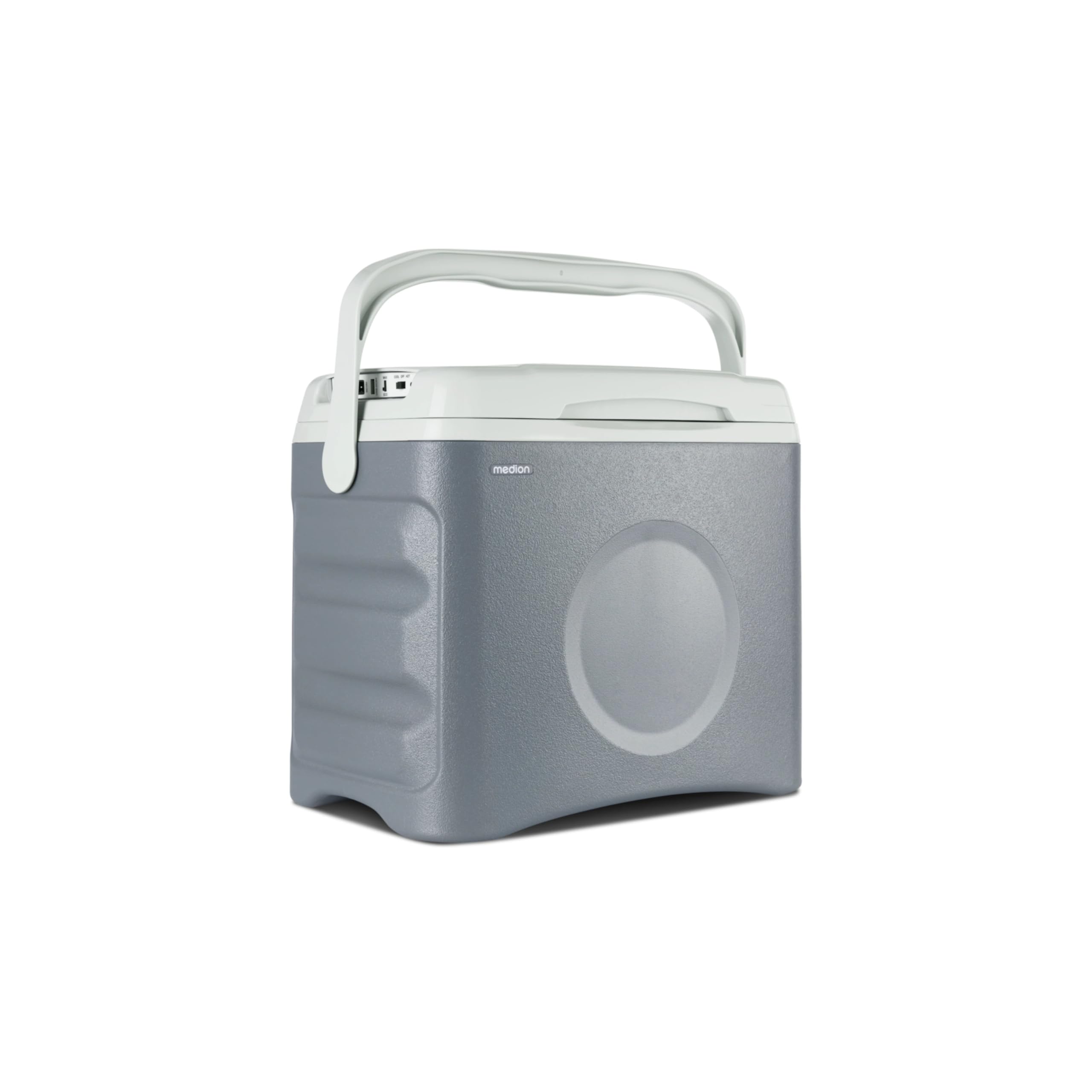 MEDION Glaciere Electrique Portable (25 L, Fonction Refroidissement et Maintien au Chaud, Alimentation 12 V Allume-Cigare, 230 V Secteur, USB, pour Voiture, Bateau et Camping, MD10735) Gris