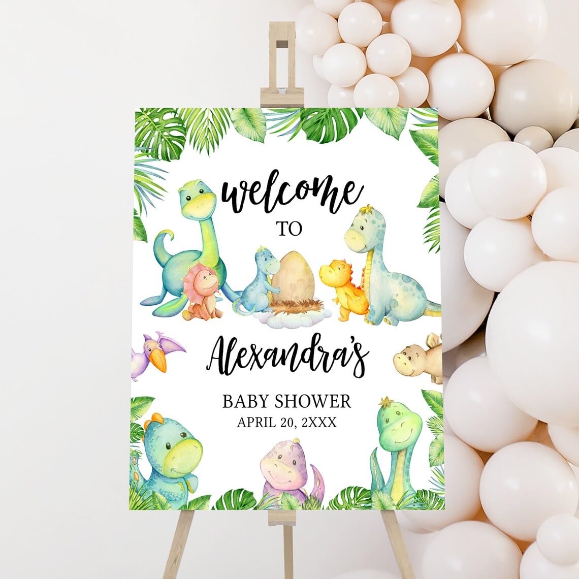Dinosaur Baby Shower Welcome Sign, Baby Shower Signs, Welcome Sign for Baby Shower, Welcome to Baby Shower Sign, Welcome Baby Shower Sign with Stand,
