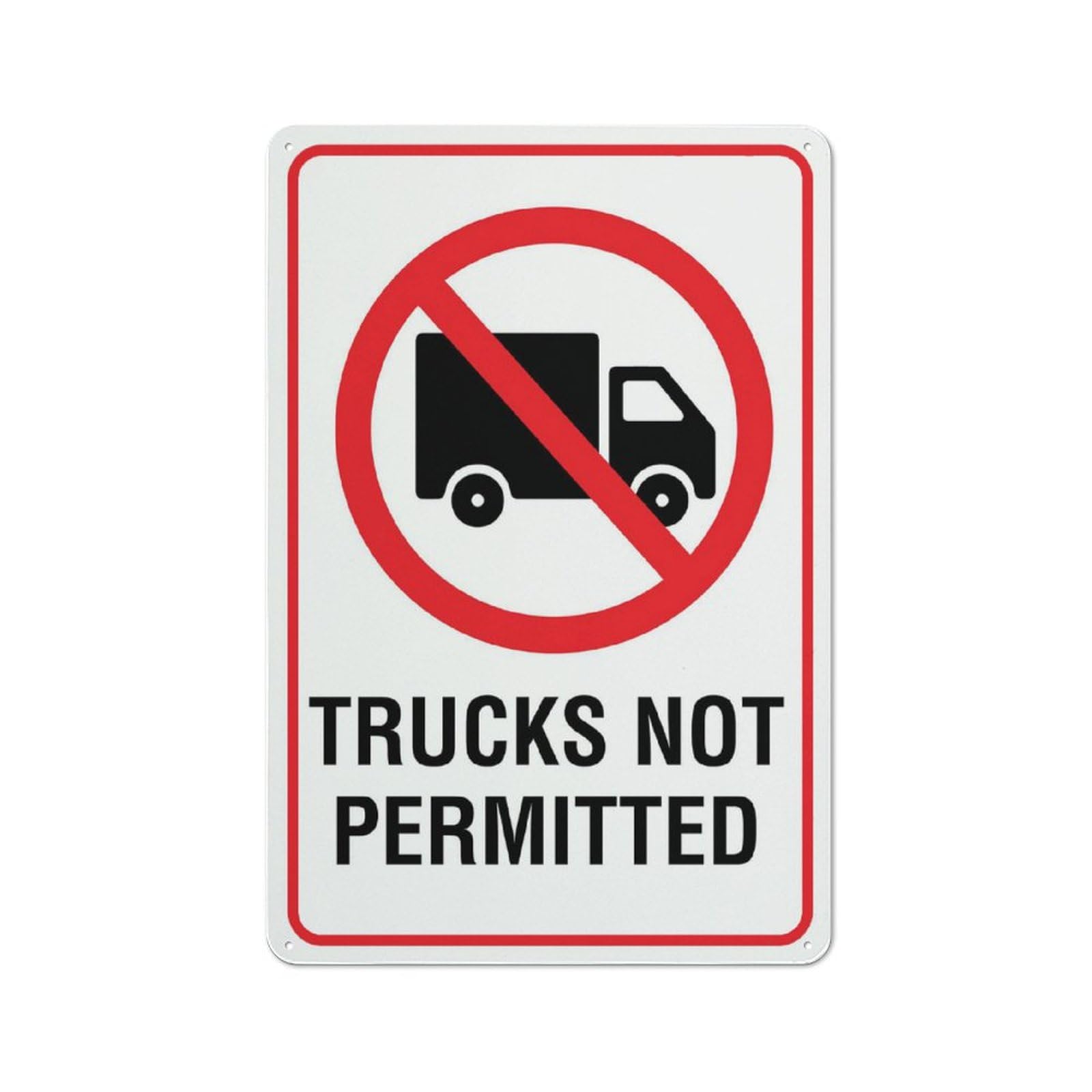 Trucks Not Permitted Sign, 8x12 Inch Rust-Free Metal Aluminum for House, Door, Office, Business, Yard, Pre-Drilled Holes, Weather Resistant