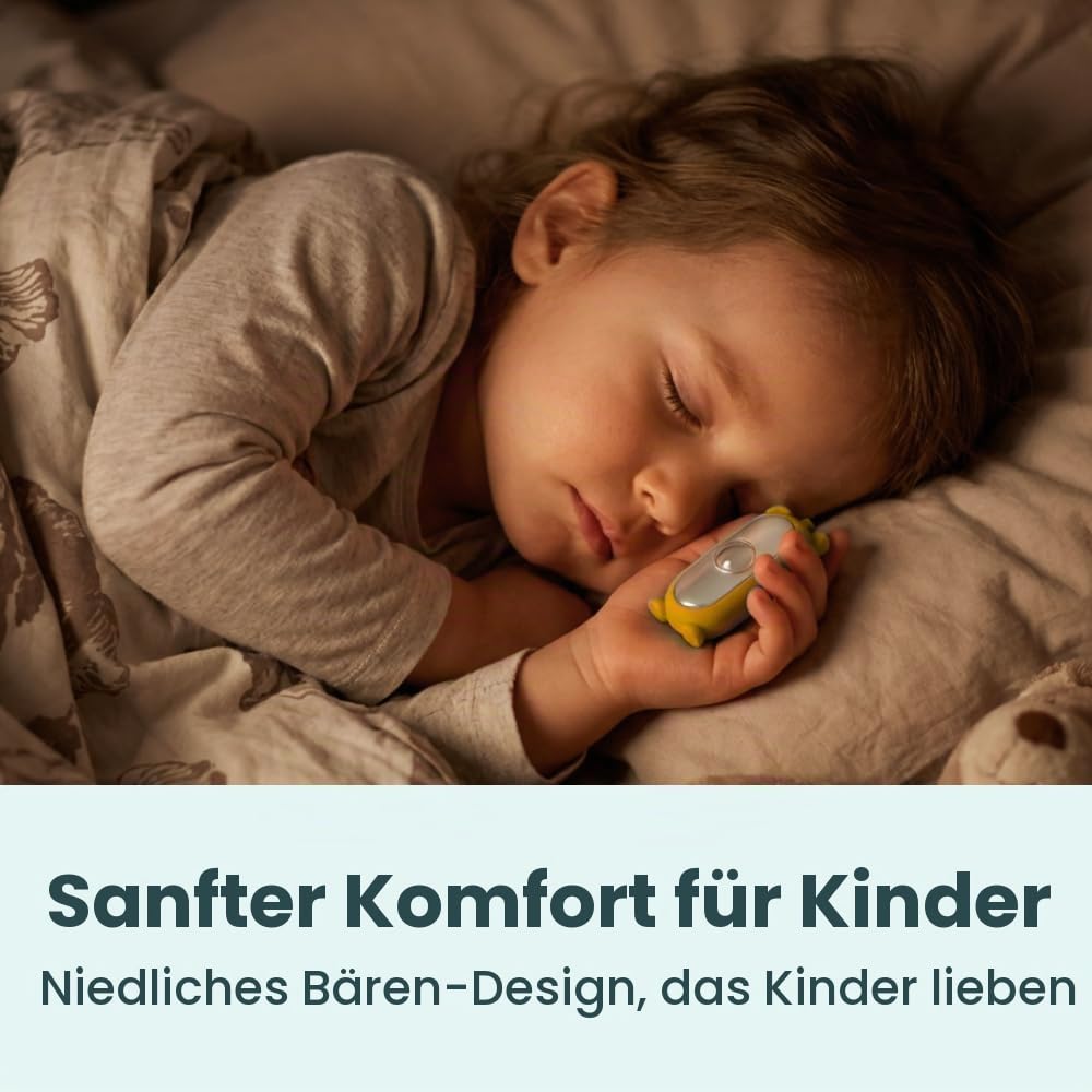 GLOWCO CalmCarry Bär Form Kinder Einschlafhilfe Gerät - Handheld Mikrostrom Entspannungswerkzeug, Unterstützt Ruhe, Fokus & Sanfte Entlastung, USB Wiederaufladbar, Tragbares Wellnessgerät für Kinder