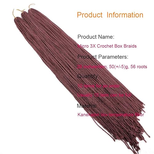Miniatura 9 de Trenzas Zizi sintéticas preenlazadas largas Micro 3X, 10 paqueteslote de 28 pulgadas, 1.76 ozpaquete 2# color fino caja pequeña trenza ganchillo