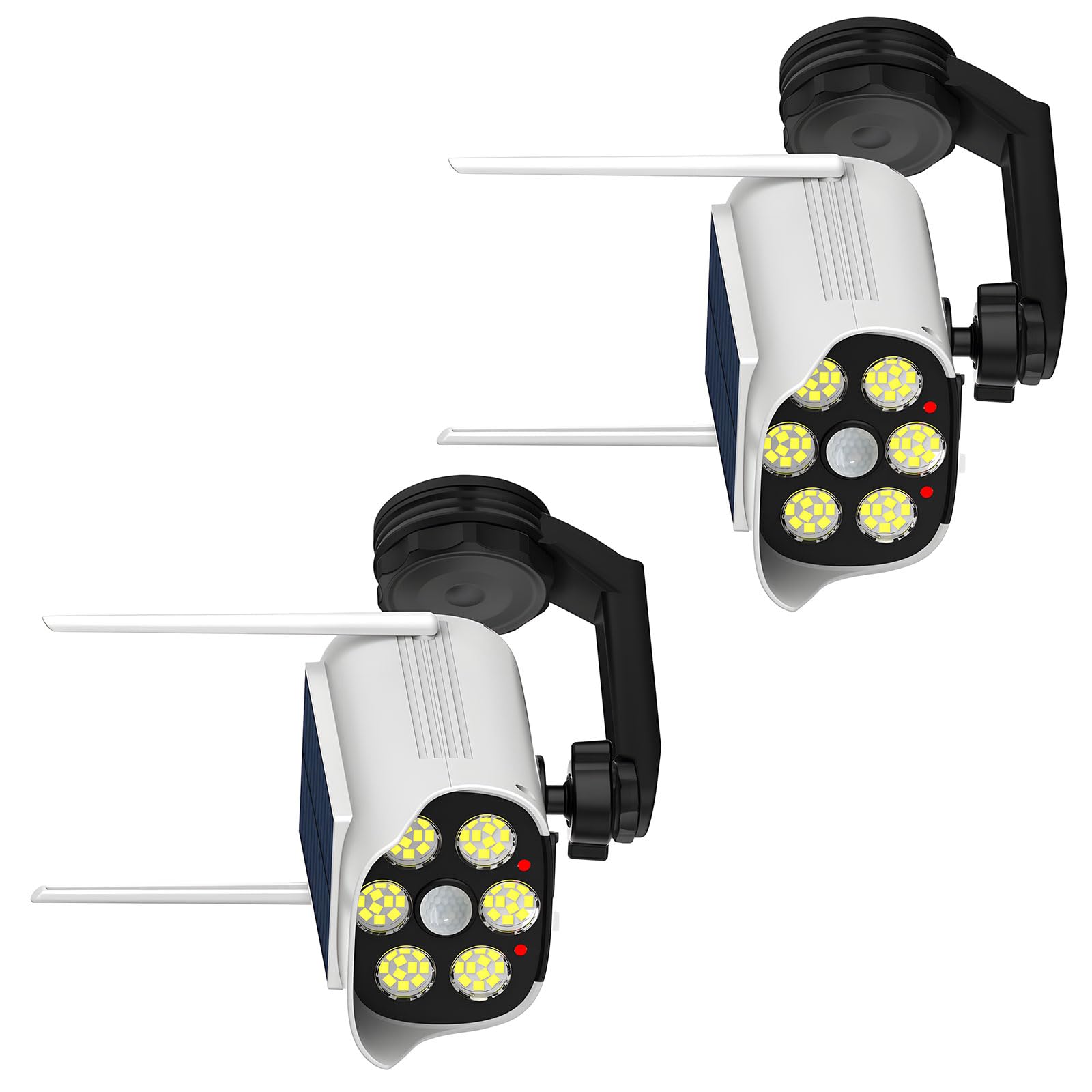 Nucelit Simulation Security Camera Light with Solar Panel and Human Body Detection for Garage Warehouse Perimeter Protections Solar Security Light