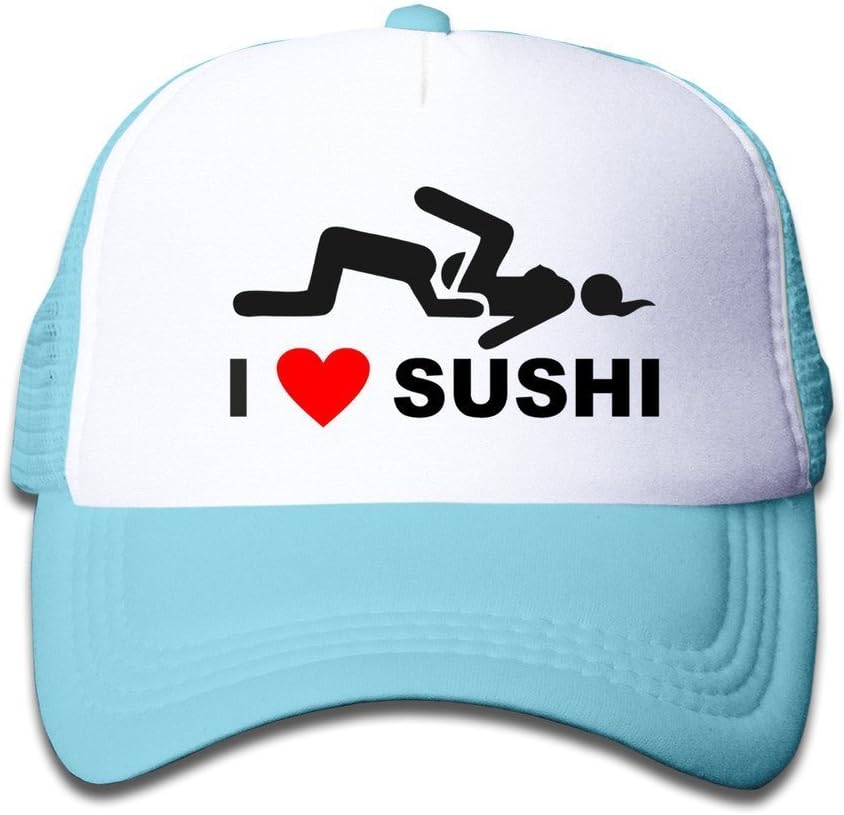 I Love Sushi Mesh Kids Fitted Cap SkyBlue