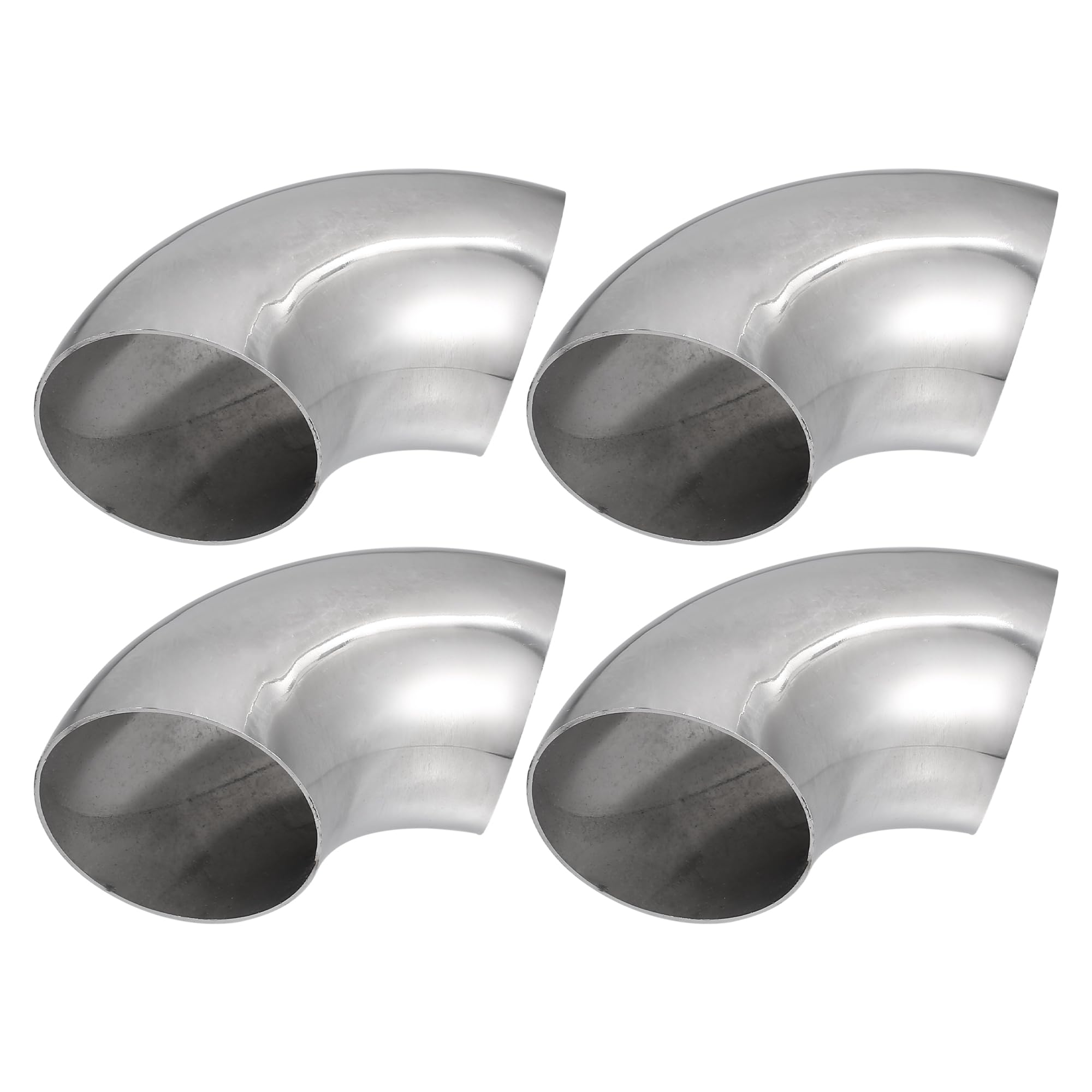 A ABSOPRO Tubo Codo Escape Ss304 90° Plateado 4 Pcs Para Auto | Acero Inoxidable Ss304, 2.5 Pulgadas, 90 Grados, Dimensiones 16.3X7.6Cm, Grosor Pared 1.2Mm, Longitud Arco 185Mm