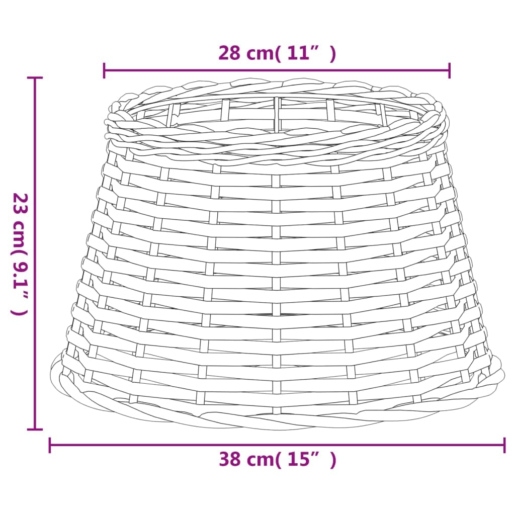 vidaXL Lampenschirm, Deckenlampenschirm für Wohnzimmer Schlafzimmer Esszimmer, Hängelampenschirm mit 1 lackierter Eisenfassung, Deckenlampe Schirm Tischlampe Schirm, Braun Korbweide