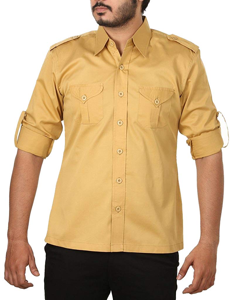 Breakthrough Men Hunting Shirt | Rajputi Ethnic Printed Cotton Full Sleeve Stylish Casual Men's Shirt | Traditional & Fashionable Wear for Weddings & Festive Occasions