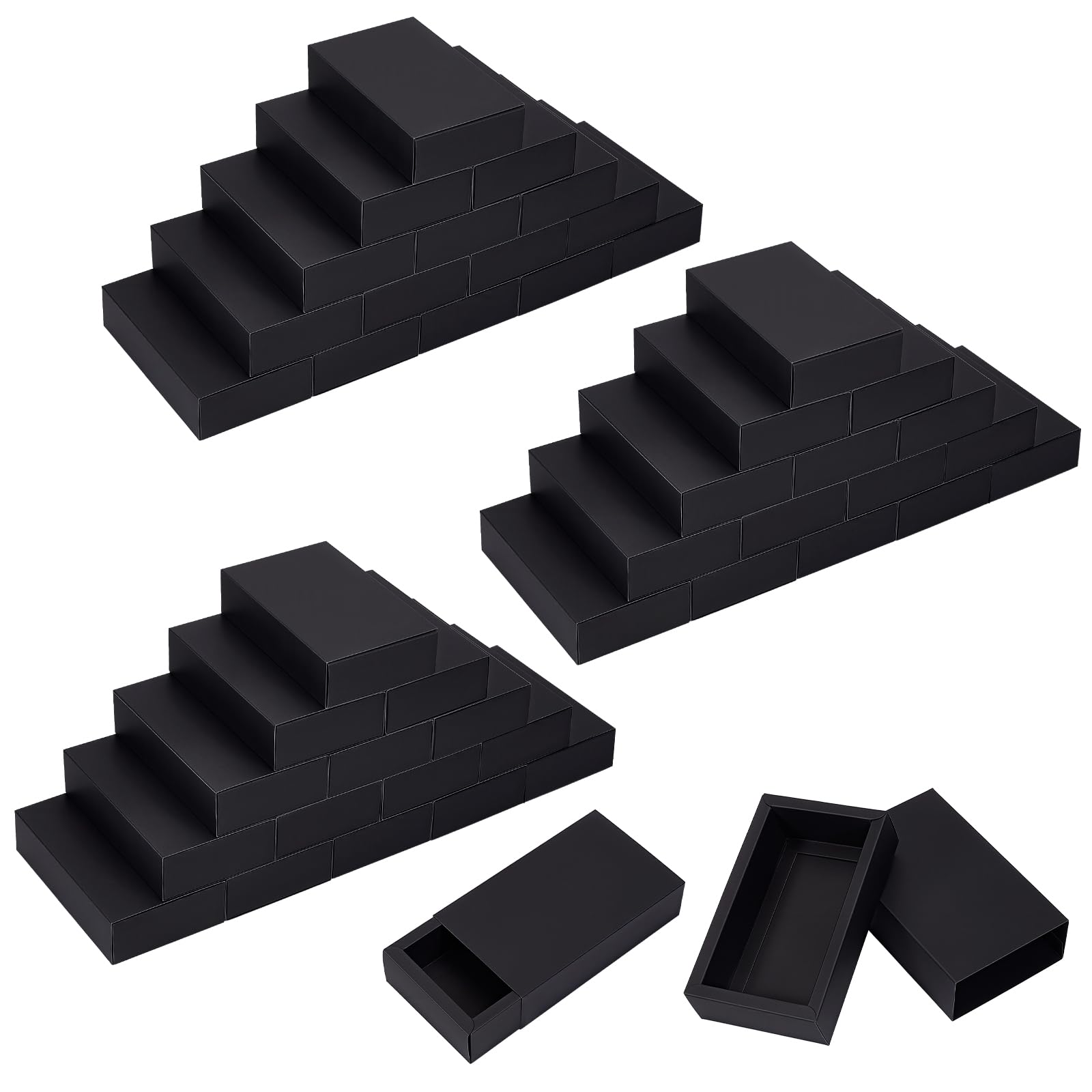 INTERWARM 70 Stück Rechteckige Papierschubladenbox Schmuckkästchen Aus Kraftpapier Süßigkeiten Diy Handgemachte Seife Schokolade 17.2x10.2x4.2cm Mini Geschenkboxen Aus Karton (Schwarz)
