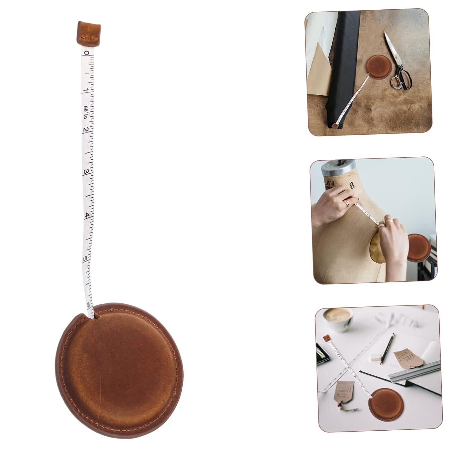 Mini Retractable Tape Measure Vintage Sewing Tape Measure for Body Measurements Durable Scale for Tailoring and Crafting Brown