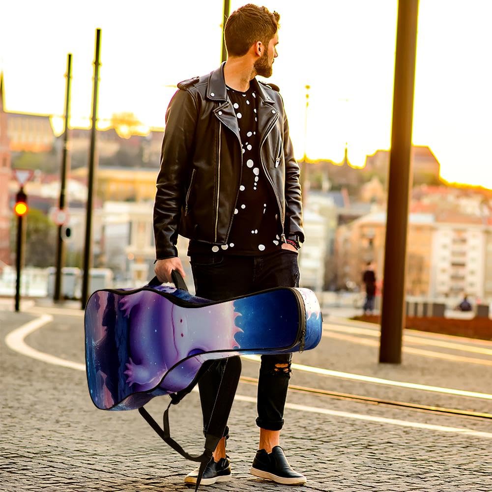 Gitarrentasche, volle Größe, 99 cm, 101,6 cm, 104,1 cm, für Akustikgitarre, Konzertgitarre, 10 mm dick, gepolstert, Cyanblau, Marmor, wasserdicht, mit Tasche, verstellbarer Schultergurt