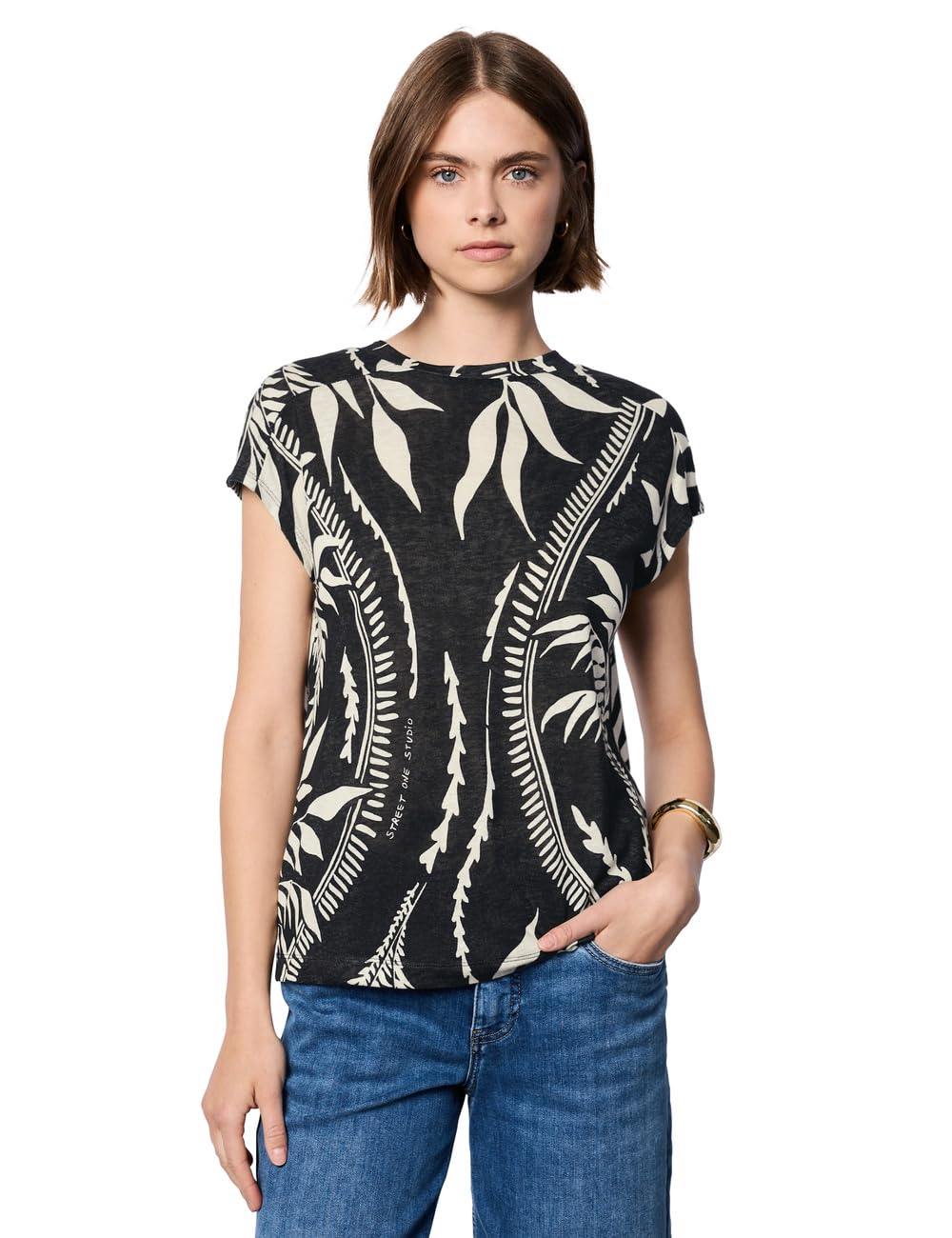 T-shirt imprimé aspect lin de qualité supérieure Street One Studio