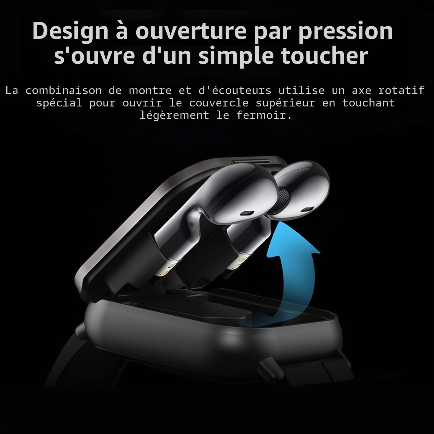Montre Intelligente avec écouteurs, écran HD 2.01, Montre Intelligente 2 en 1 avec écouteurs, Moniteur d'activité Physique, NFC, Sommeil, Fréquence Cardiaque, Moniteur de