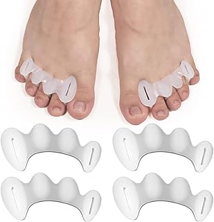 2 Pairs Adjustable Toe Spacers, Silicone Toe Spacers Toe Straighteners Toe Spacer for Hammer Toes Toe Separators for Women Men (M Size)