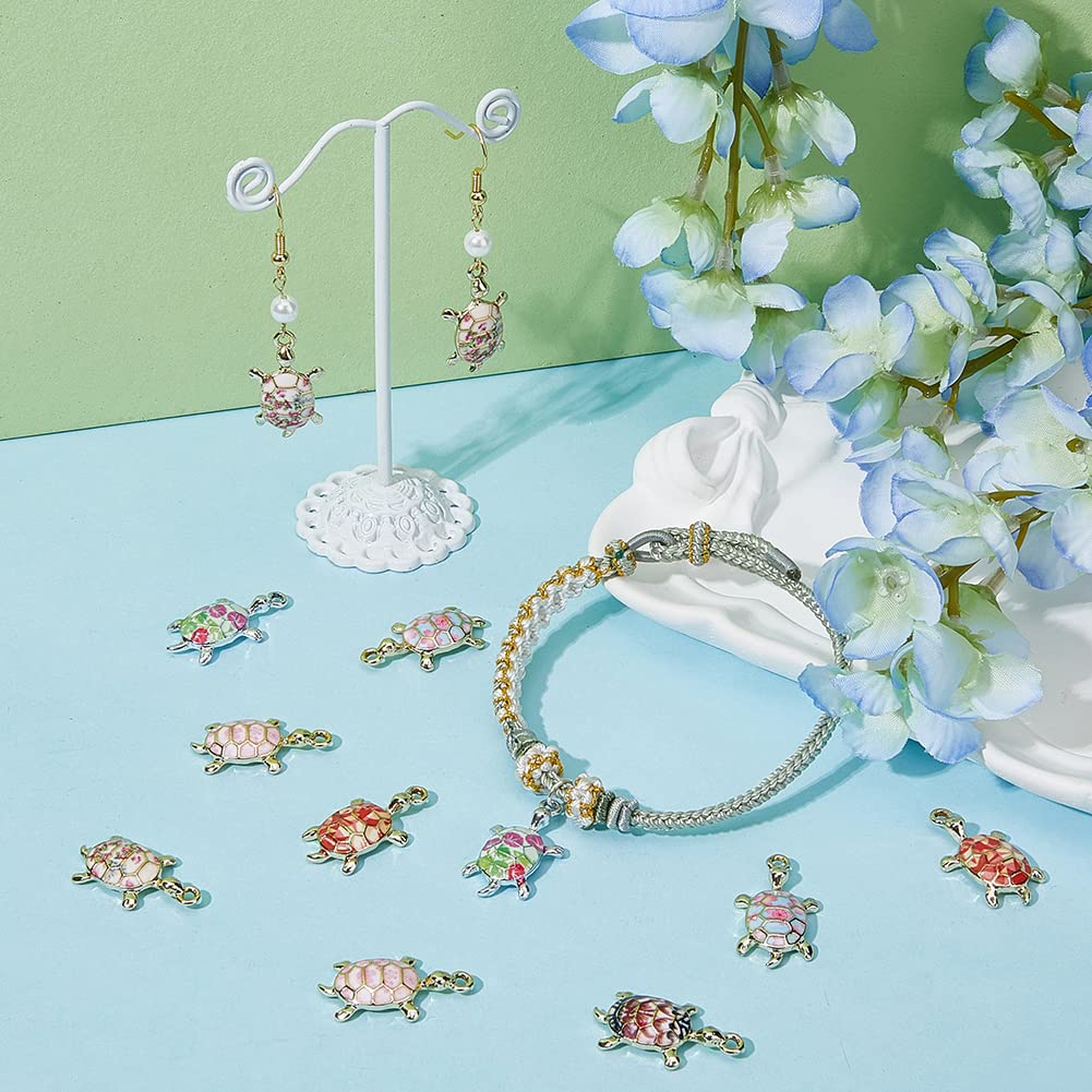 24 Pendentifs Tortue En Alliage émaillé – 6 Couleurs, Pour Collier, Bracelet DIY