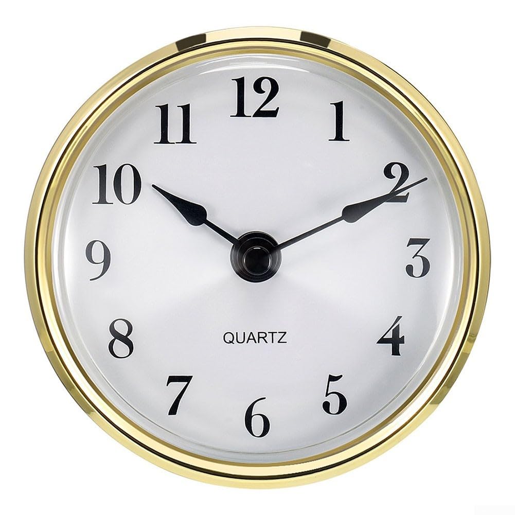 SPORTARC Clock Insert Stylish 3 Inch Mounting Diameter Clock Insert, 80Mm Diameter, Gold Rim(gold Arabia)