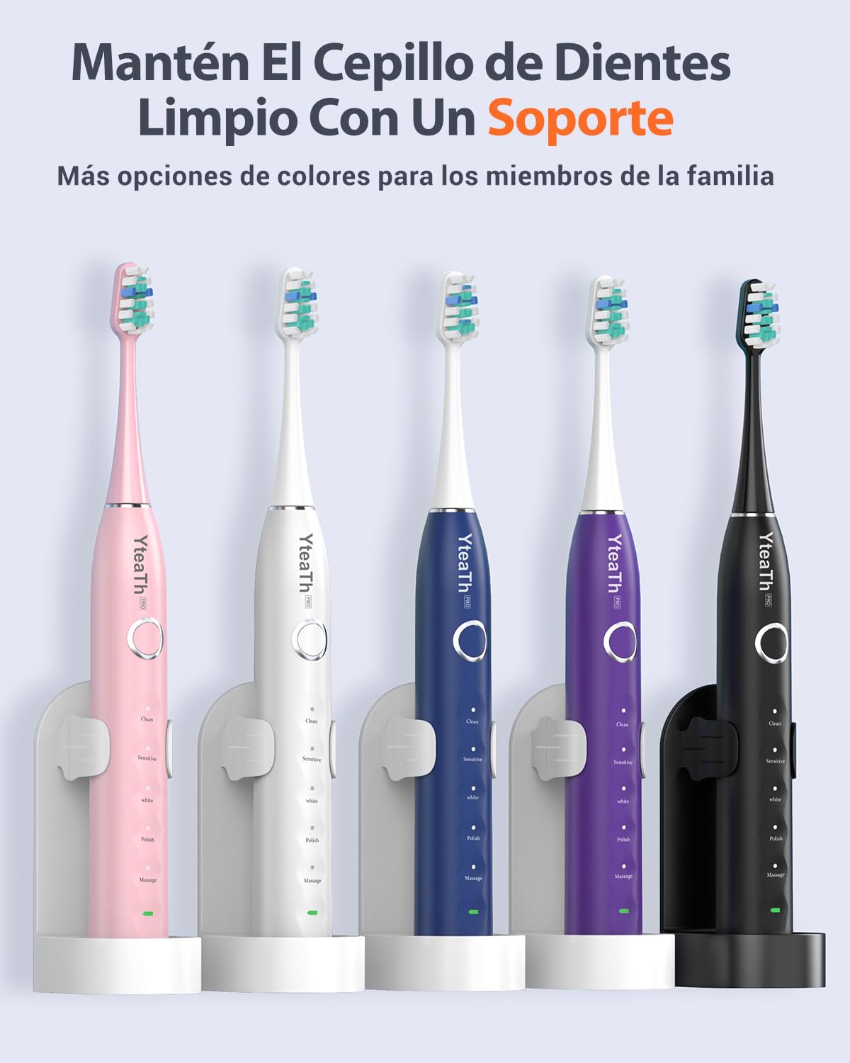 Cepillo de Dientes Eléctrico Sónico Hombres con 8 Cabezales - Cepillo Eléctrico Adultos con 5 Modos, Estuche de Viaje, 3 Meses de Autonomía, Cepillo Dientes Electrico Viaje Recargable, Blanco y Azul