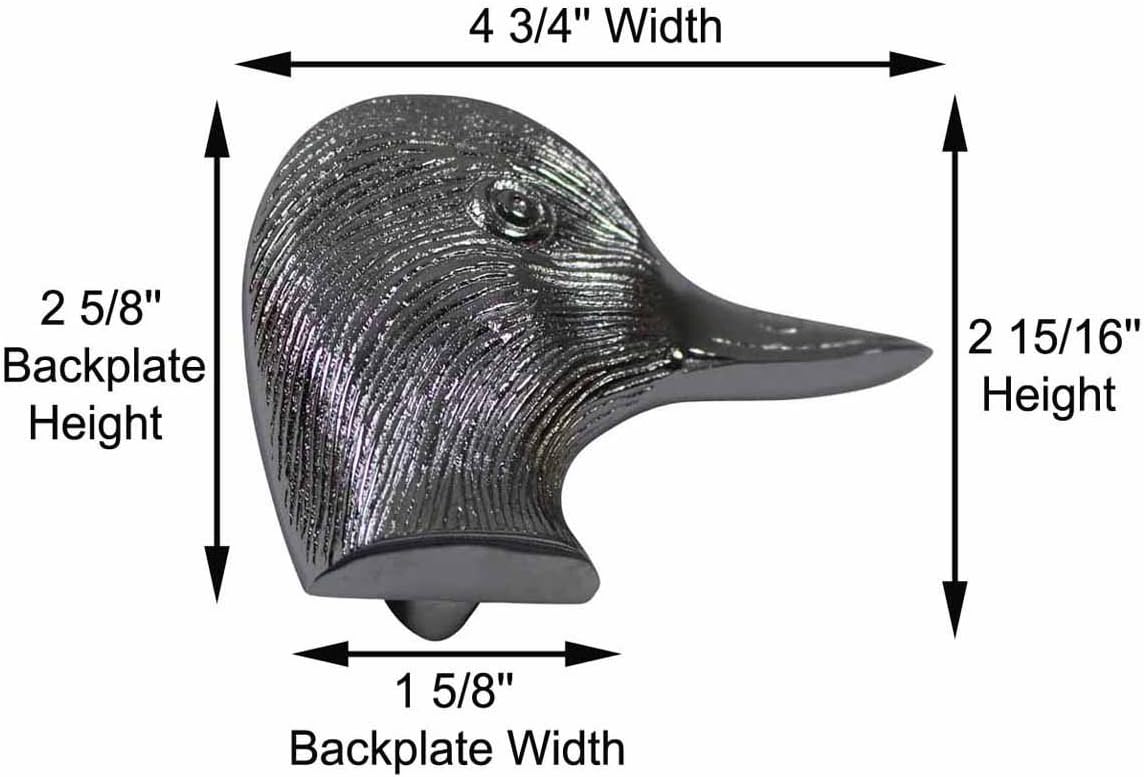 Renovators Supply Manufacturing Brass Door Knockers for Front Door 2.9 in. Duck Head Chrome Plated Brass Door Knocker with Mounting Hardware
