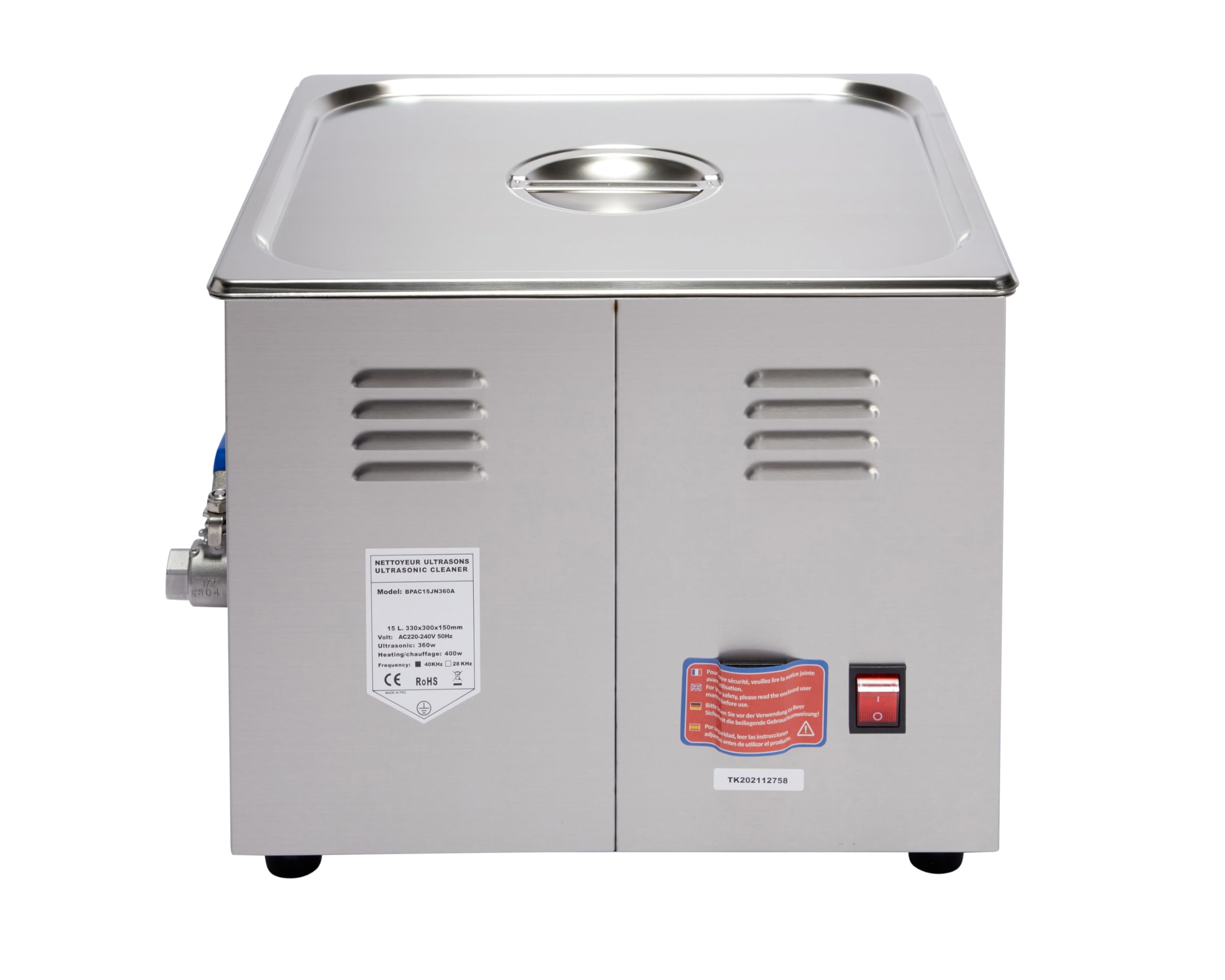 BPAC Nettoyeur Ultrasons avec Cuve 15 Litres - Ultrasonic Cleaner Analogique - Bac Ultrason Puissance 360 W - Appareil Pour Professionnels de la Mécanique et la Peinture - Marque Française
