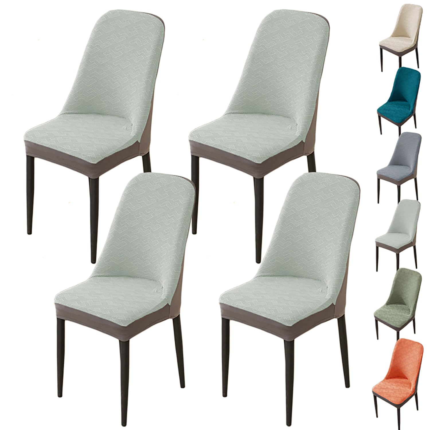 Housse de chaise extensible et lavable en jacquard épais pour dossier incurvé