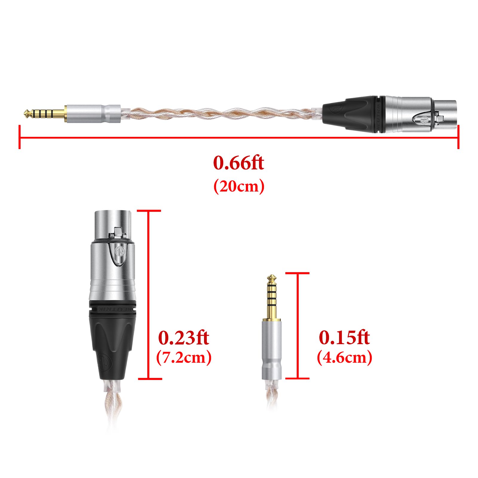 GEEKRIA 4-Pin XLR Balanced Male to 4.4mm Balanced Male Audio Adapter Cable - Image 3