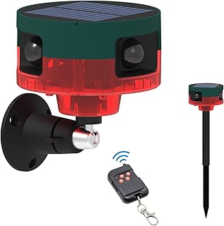Motion Sensor Alarm Outdoor, Solar Motion Detector Activated Alarm Noise Maker with 13 Kinds of Sound Strobe Light, Security Alert System for Farm Barn Villa