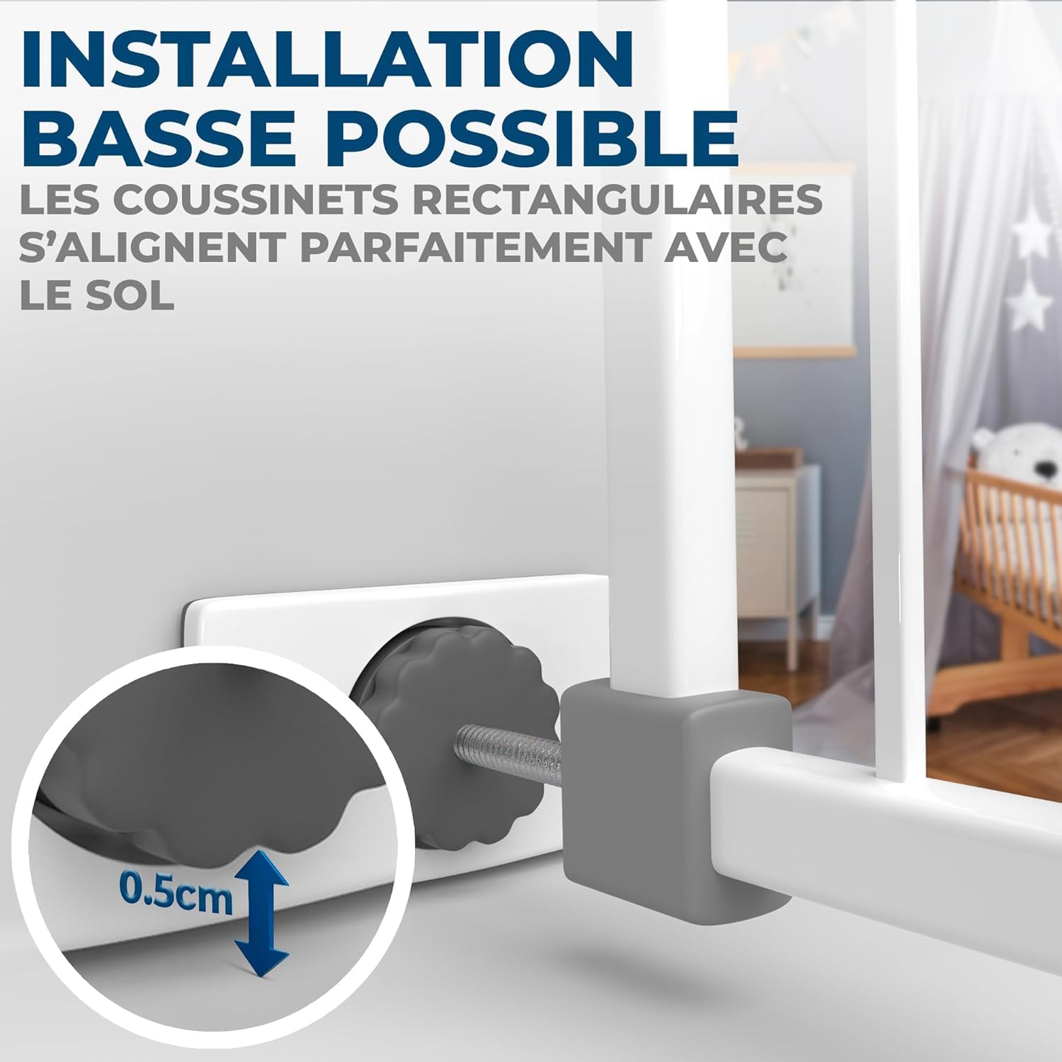 Hoffenbach 4X Patins de Protection Murale – Grille et Barrière de Sécurité pour Escalier & Porte – Protection Murale sans Perçage – Fixation à Pression pour Bébé & Enfants