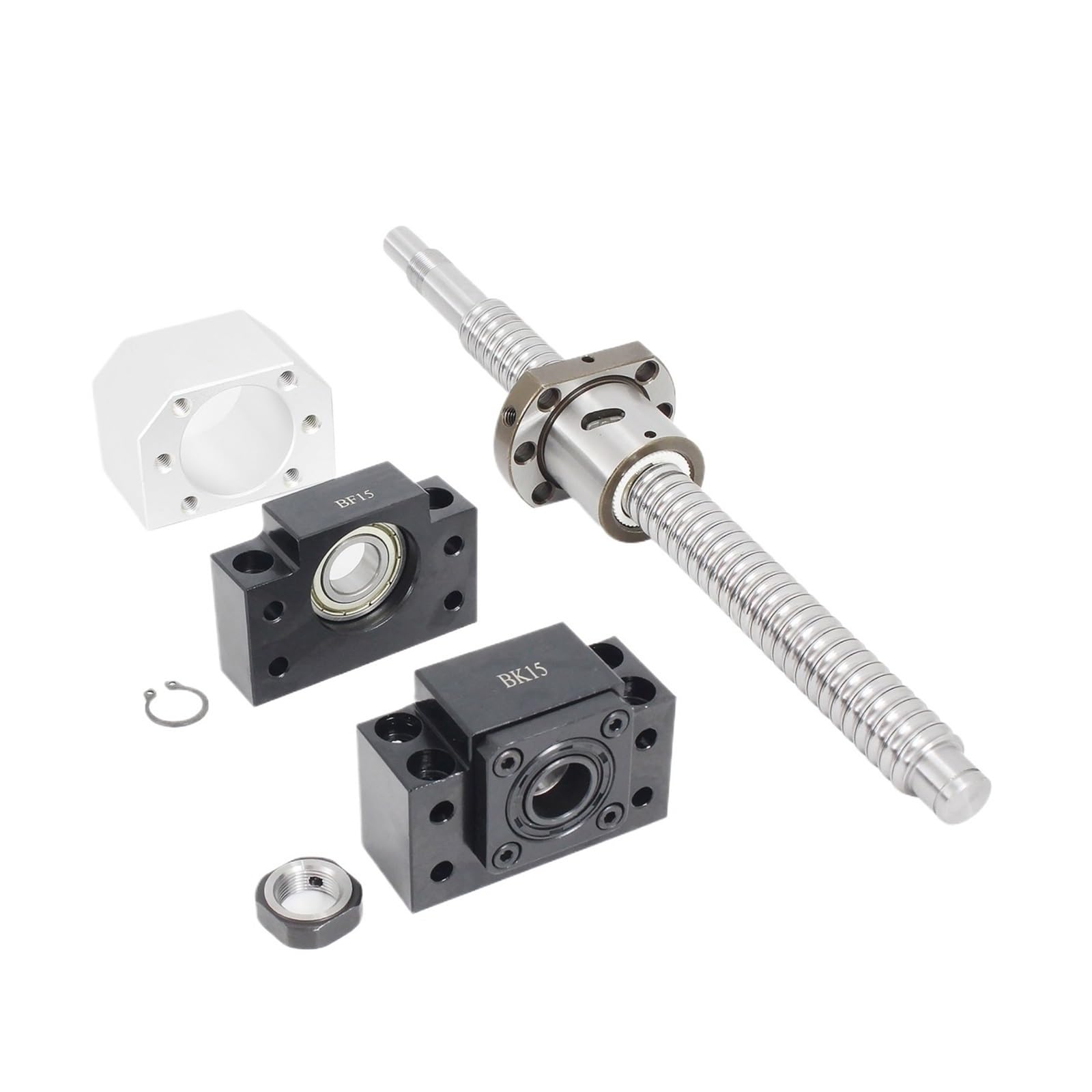 Metal Ball Screw nut end Processing 20mm Ball Screw C7 SFU2005 Ball Screw Lever End Processing + BK/BF15 + Ball Nut + Nut Seat(300mm)