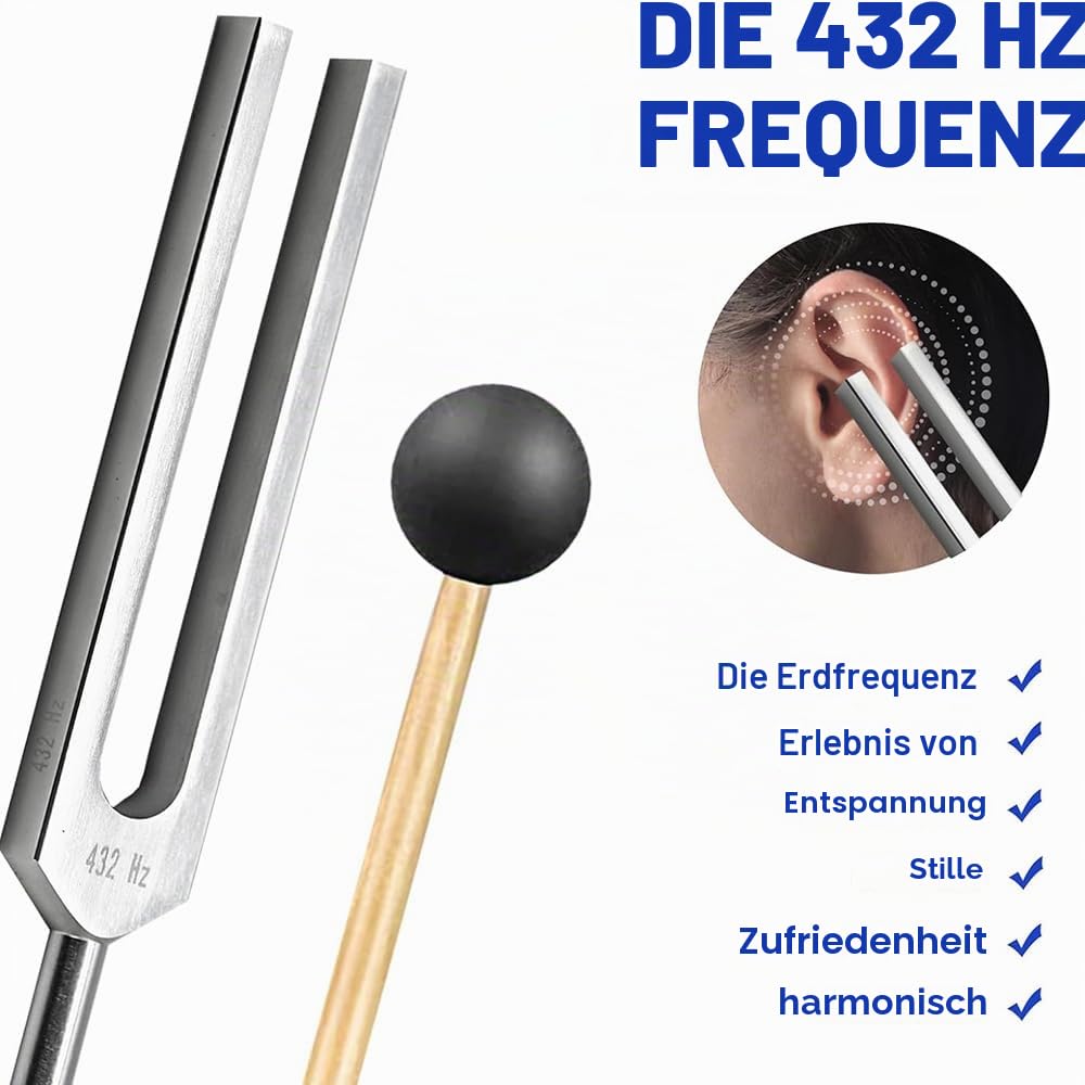 NEWFUN Stimmgabel,Stimmgabel Neurologie,10er Set (174 Hz, 285 Hz, 396 Hz, 417 Hz, 432 Hz, 528 Hz, 639 Hz, 741 Hz, 852 Hz, and 963 Hz), für Klangtherapie Gewichtete Stimmgabel Geeignet Meditation