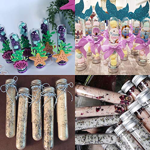 25 Pcs 25 x 140 mm(45ml) Clear Plastic Test Tubes with Caps,Test Tube for Bath Salts Container,Party,Home Decoration,Candy Storage