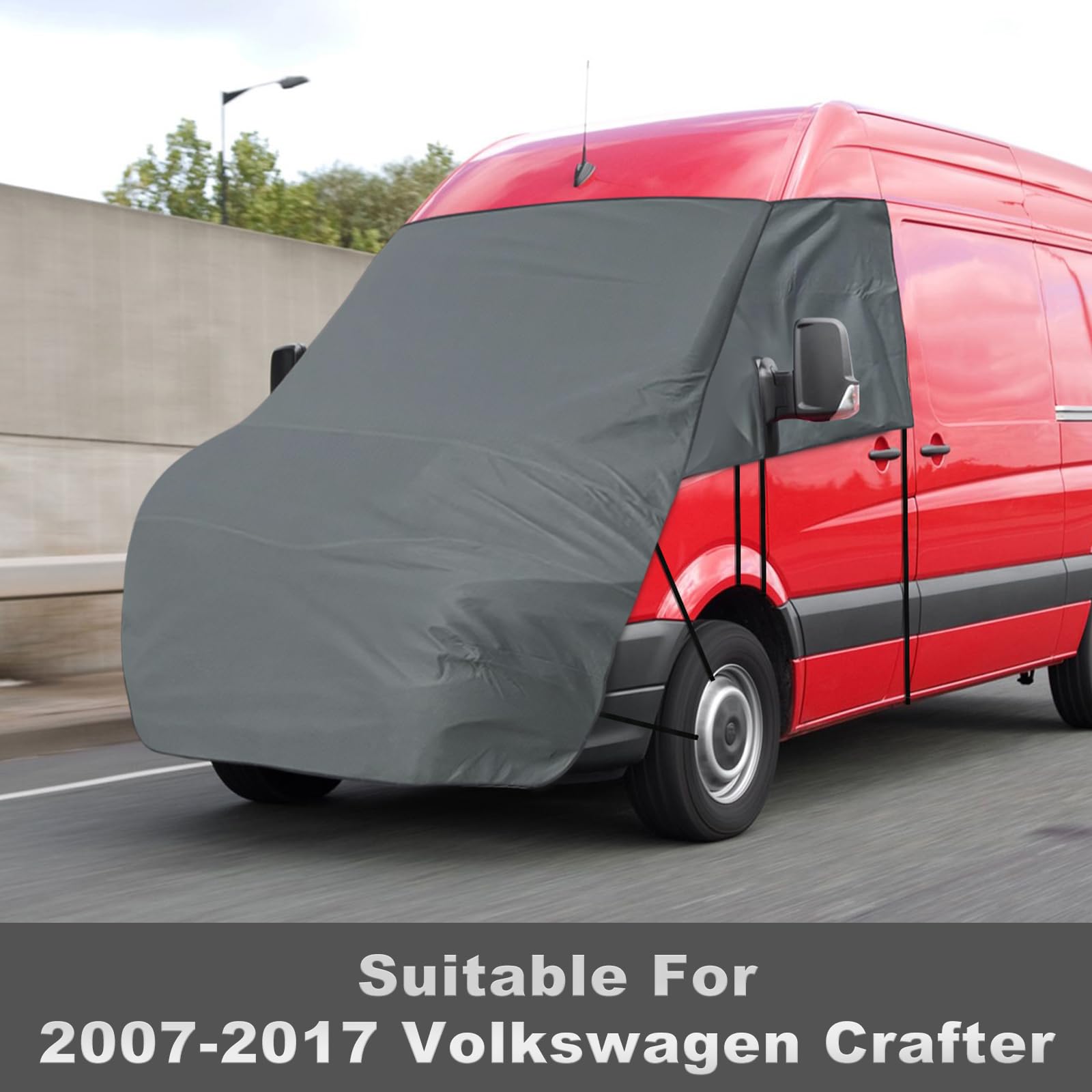 Abdeckung Frontscheibe Kompatibel für 2007-2017 VW Crafter, 420D Wasserdicht Wohnmobil Externe Frontscheibe Abdeckung mit 10 Bandage und Magneten