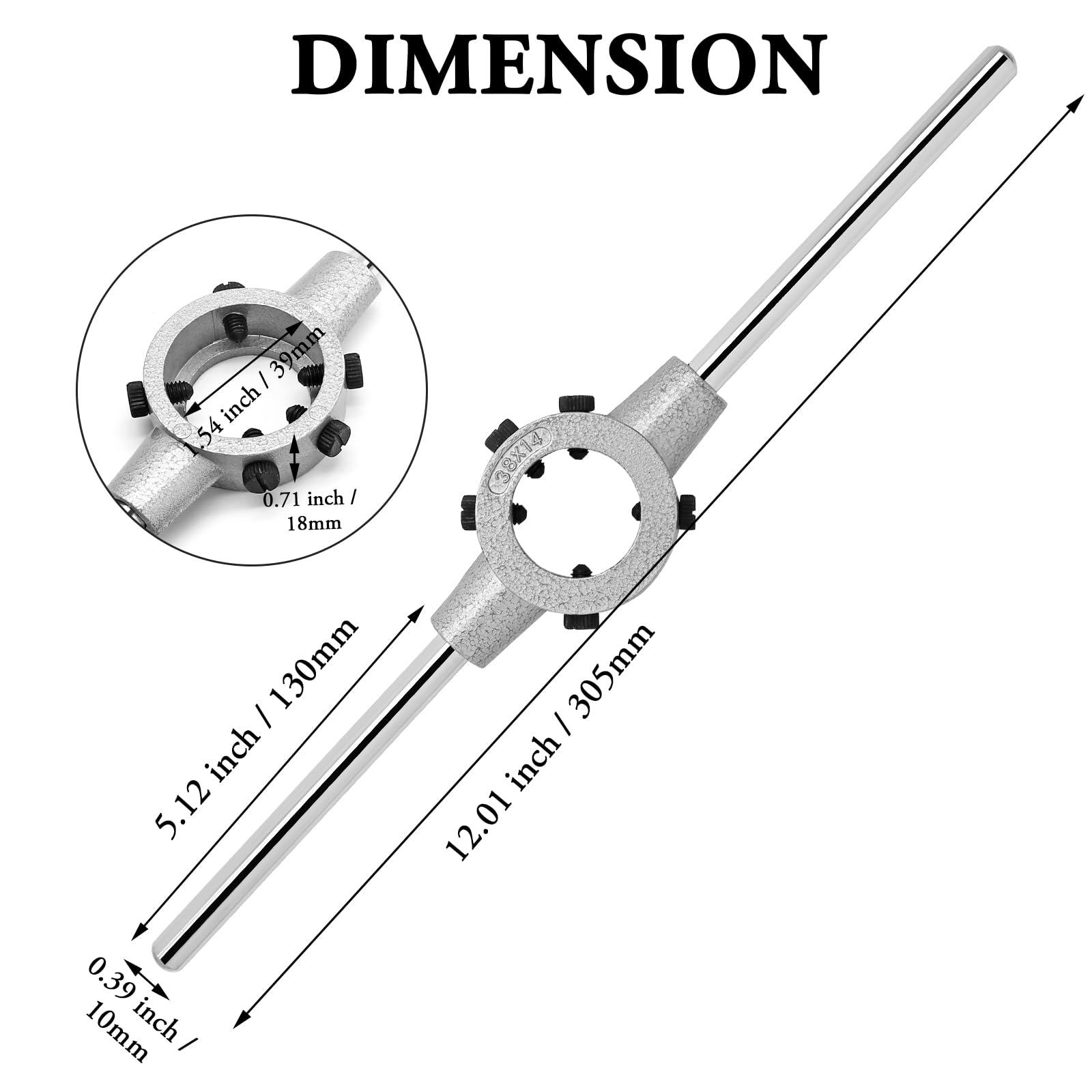 Die Threading Wrench - M12-14 Tool Steel -3