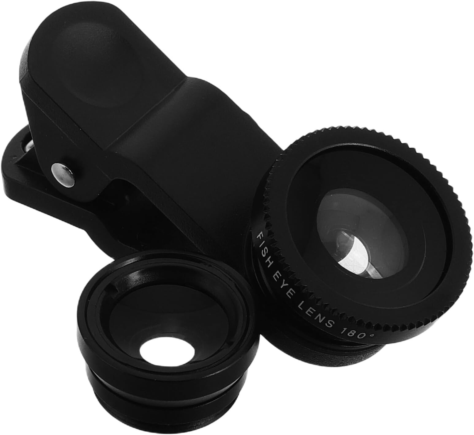 3-in-1 Phone Camera Lens Kit – Fisheye, Wide-angle Macro Clip-on Mobile Lens Attachment for Smartphone Photography and Close-up Shots, Black