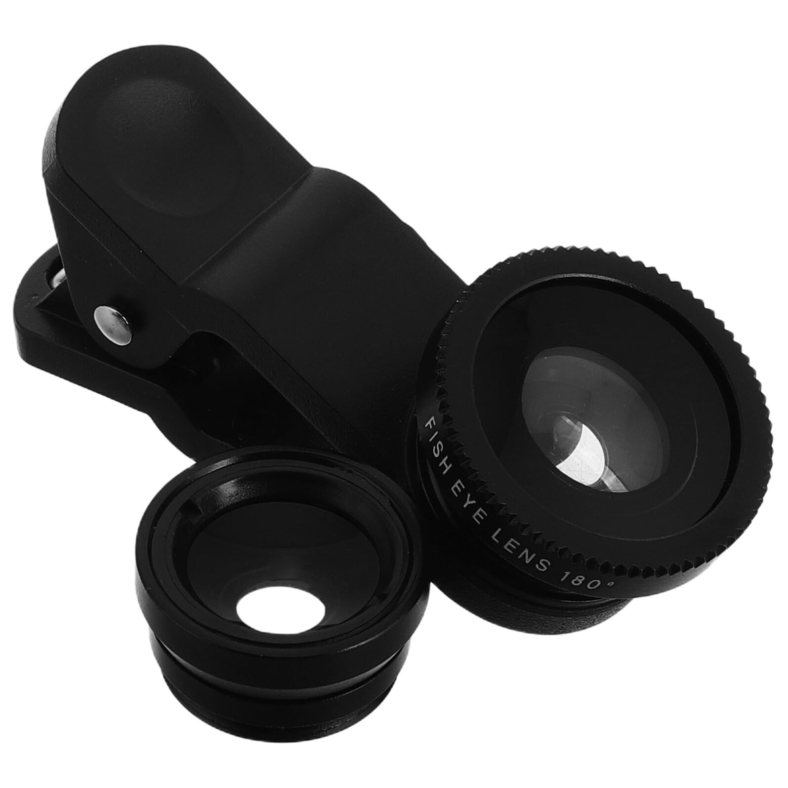 3-in-1 Phone Camera Lens Kit – Fisheye, Wide-angle Macro Clip-on Mobile Lens Attachment for Smartphone Photography and Close-up Shots, Black