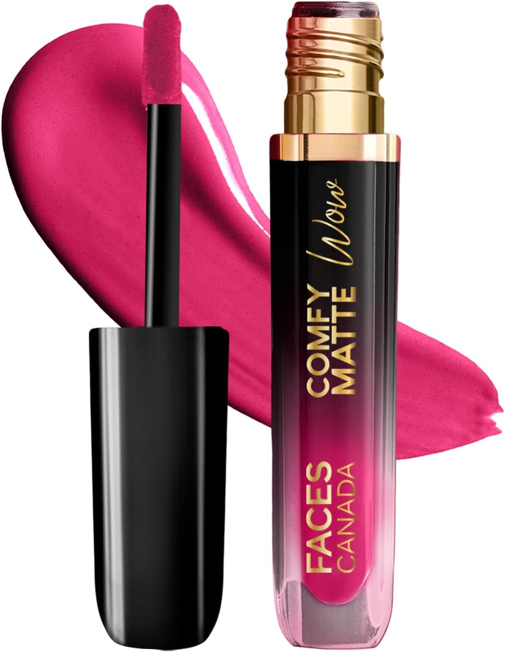 FACES CANADA Comfy Matte Wow Liquid Lipstick - Fuschia Fun 06 (Pink) 3.8ml | One Swipe Application | Highly Pigmented | Comfortable Wear | Glides Smoothly | Long Lasting | Transferproof