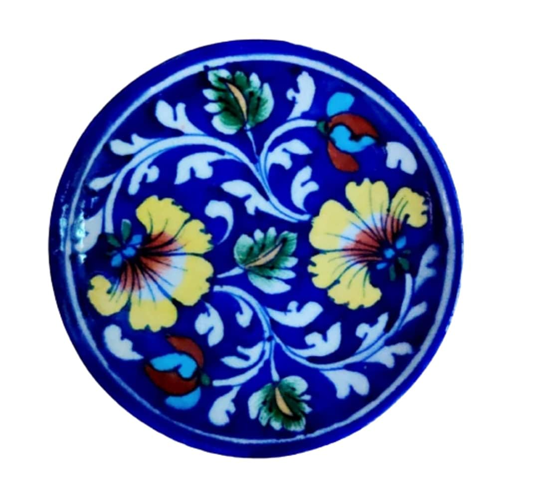 Potterywalaz Jaipur Blue Pottery Decorative Wall Hanging Handmade Plate (5 inch)-image-8