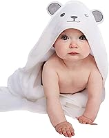 HIPHOP PANDA Bamboo Hooded Baby Towel Bear Ears 30x30 Inch - Ultra Absorbent Rayon for Newborn Toddler Bath