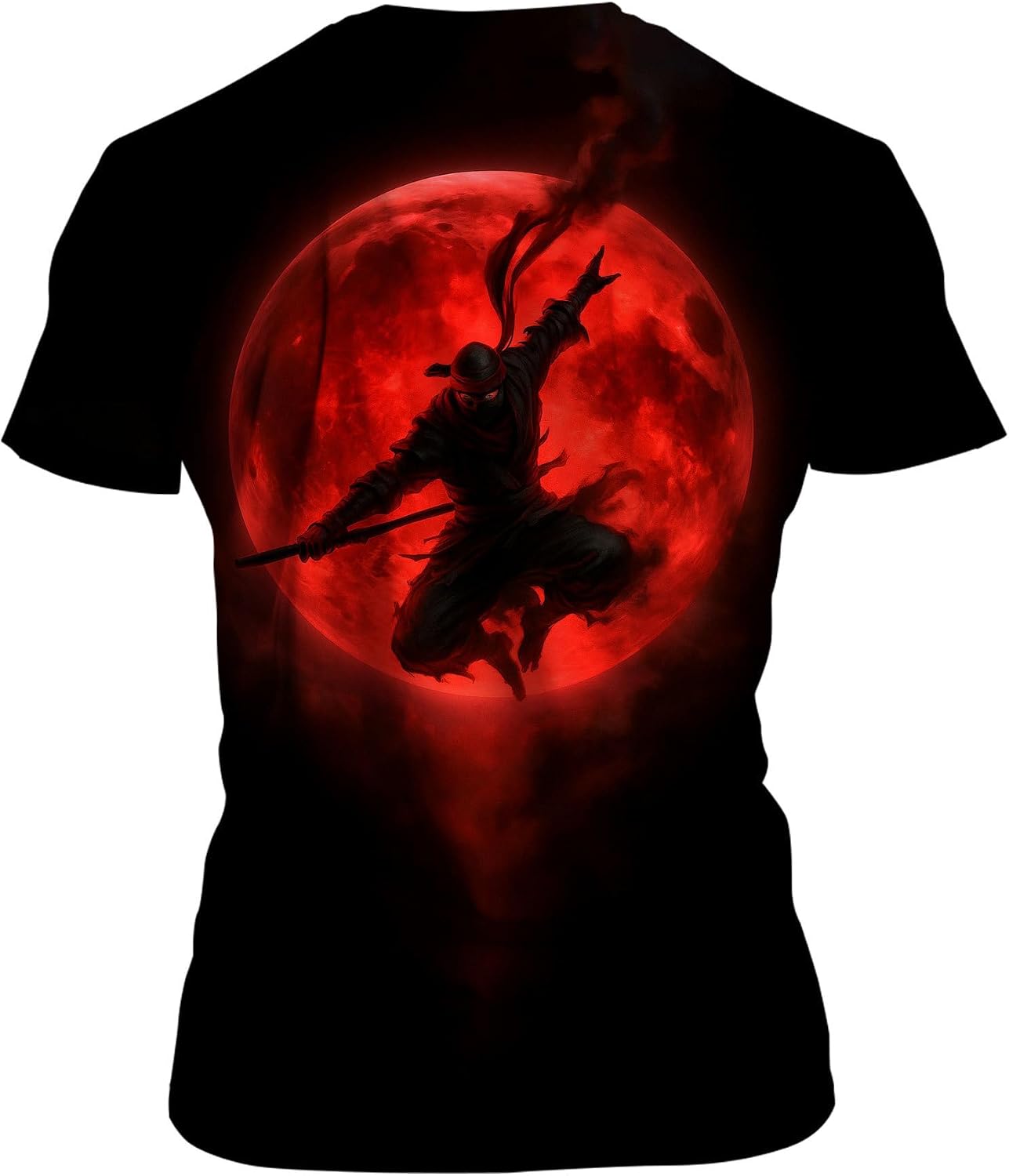 Blissboy Funny Japanese Samurai T-Shirt Novelty Short Sleeve Crewneck Shirt image 3