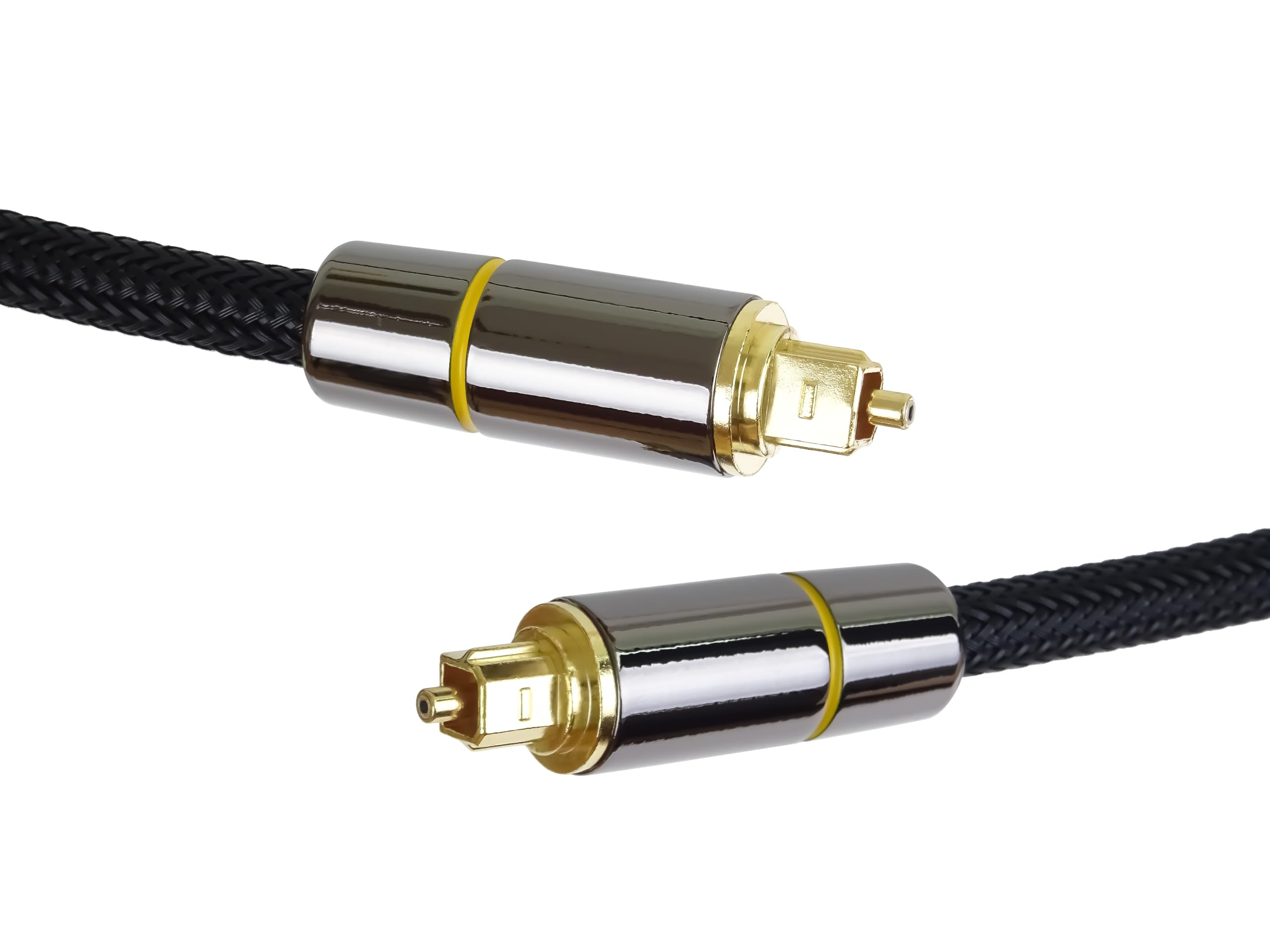 PremiumCord Optyczny Kabel Audio Toslink 0,5 m, Złącze Wtykowe Toslink, Kabel Cyfrowy do Systemu Stereo Hi-Fi Soundable TV, HQ Audio, Metalowa Konstrukcja + Nylon, Kolor Czarny, Złoty