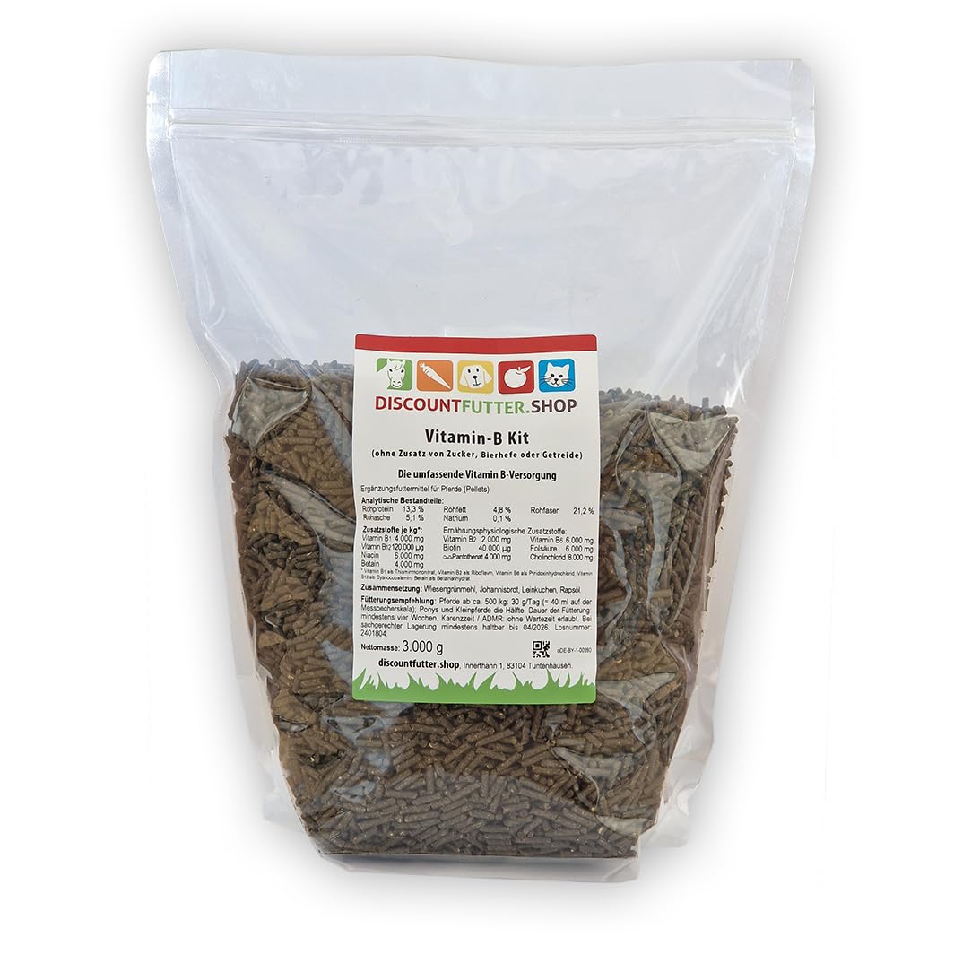 Vitamin B Kit I für Pferde (Pellet) I reichhaltig an B-Vitaminen + Biotin I Pferdefutter für harmonische Verdauung, Starkes Immunsystem (3 kg)