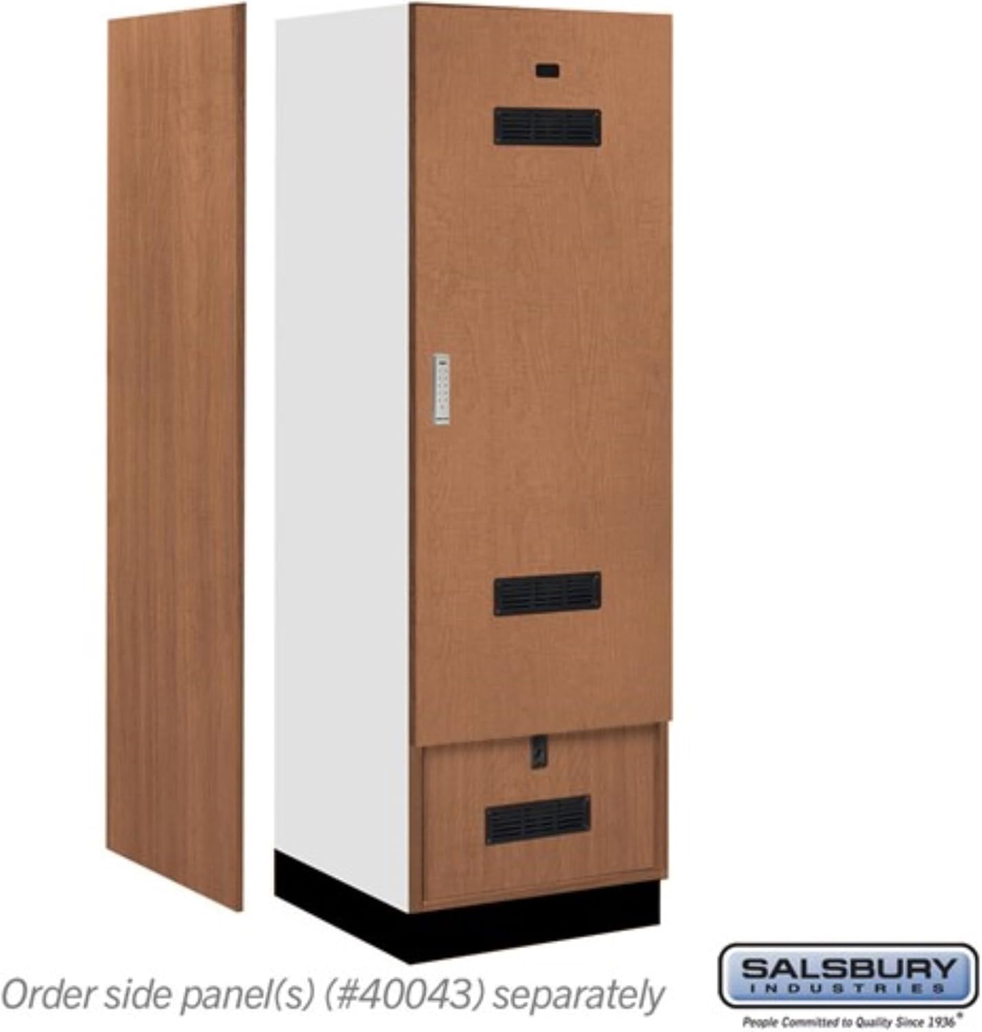 Salsbury 24" Wide Premier Wood Gear Locker - 6 Feet High - 24 Inches Deep - Red Oak - Silver Electronic Locks