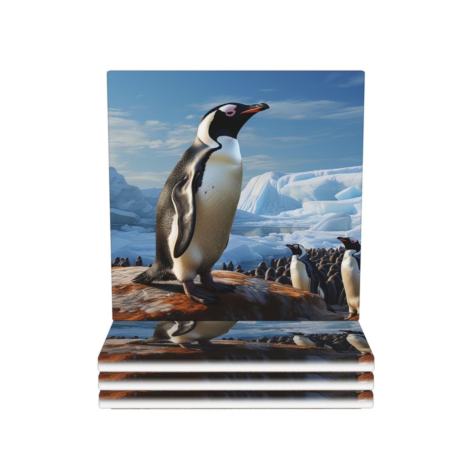 Dessous de verre en céramique premium avec motif pingouin chic