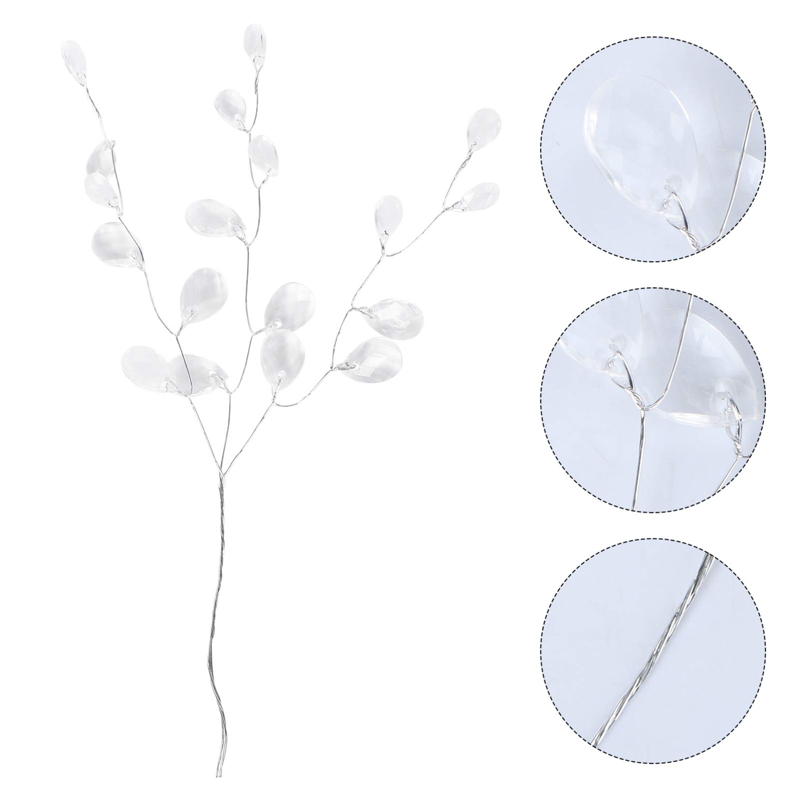 50pcs Acrylic Crystal Drop Beads Stem Artificial Flower Stem Crystal Acrylic Bead Drop for Wedding Party Decor (White) - Image 4
