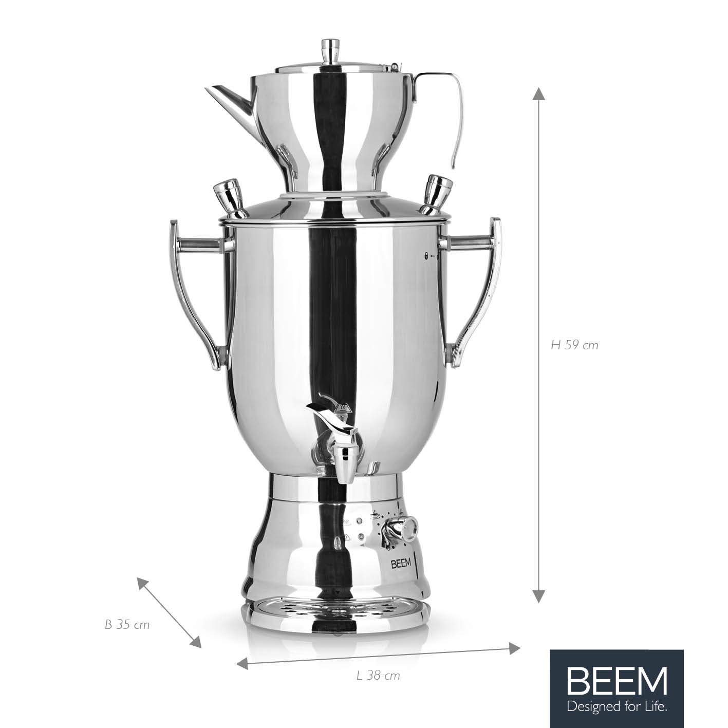 Beem Samovar 7204 3008C 8 litres 2500 W en acier inoxydable/chromé