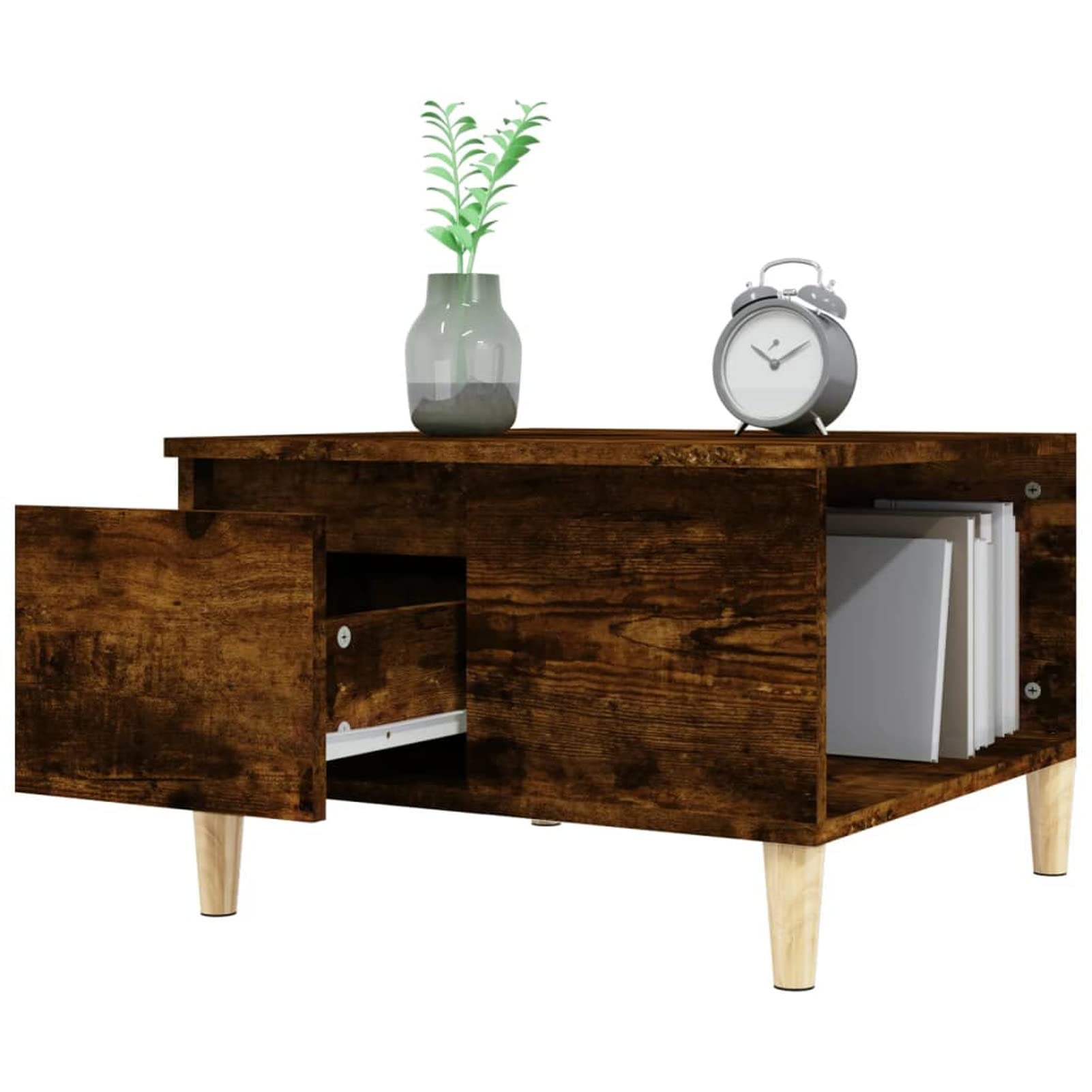 Homgoday Tavolino da caffè in rovere fumé, 55 x 55 x 36,5 cm, tavolino da tè per soggiorno, sala d'accoglienza degli ospiti, camera da letto e ufficio 777