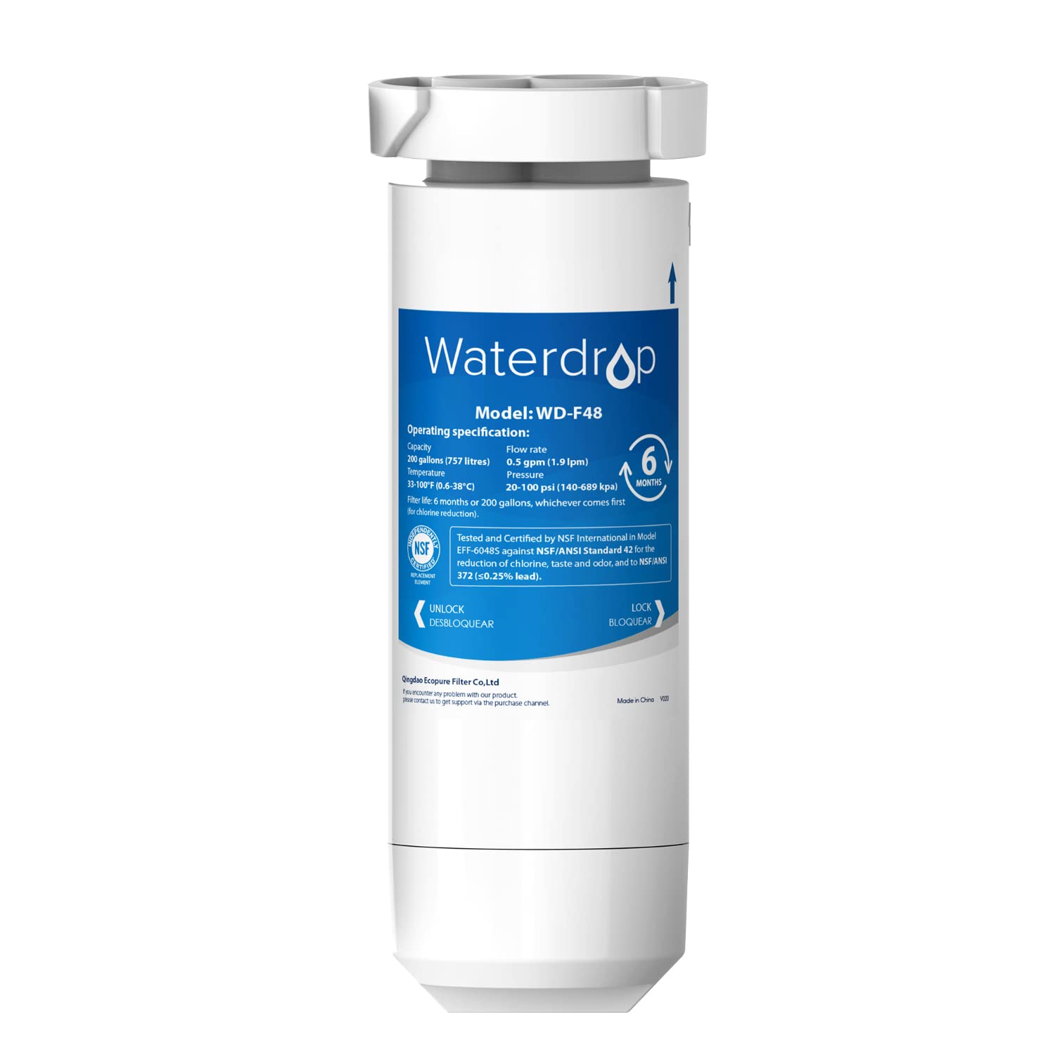 Waterdrop XWF NSF Certified Replacement for GE® XWF Refrigerator Water Filter, 1 Filter (Package may vary)